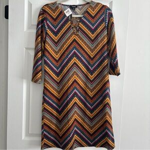 Tacera Multicolor Chevron Pattern Dress Size Small